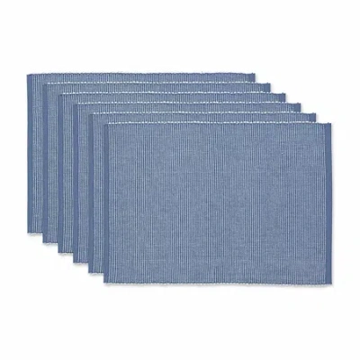Design Imports Stonewash Blue/white 2-tone Ribbed 6-pc. Placemat
