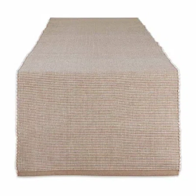 Design Imports Stonewash Blue/white 2-tone Ribbed Table Runner In Brown