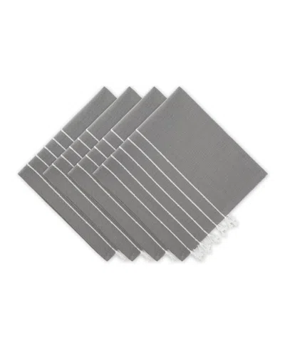 Design Imports Stripe Tassel Napkin Set Of 4 In Gray