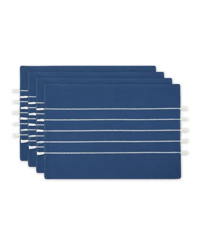 Design Imports Stripe Tassel Placemat Set Of 4 In Blue