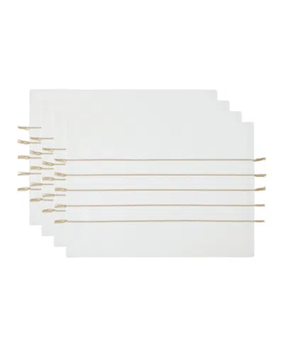 Design Imports Stripe Tassel Placemat Set Of 4 In White