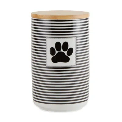 Design Imports Stripe With Paw Patch 4.5 Lb Ceramic Treat Jar In Black