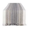 Design Imports Striped Fringe Ribbed Table Runner In Black