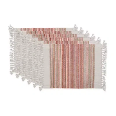 Design Imports Striped Fringed 6-pc. Placemat In White