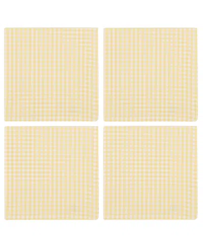 Design Imports Sundress Yellow Gingham Cotton Napkins, Set Of 4