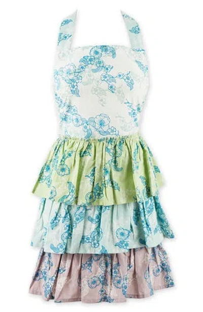 Design Imports Sweet Floral Ruffle Cotton Apron In Multi