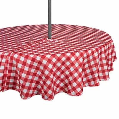 Design Imports Tango Red Check Round Outdoor With Zipper Tablecloths