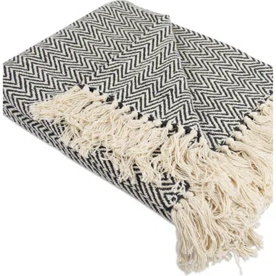 Design Imports Tassel Throw Blanket In Black