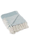 Design Imports Tassel Woven Cotton Throw Blanket In Blue