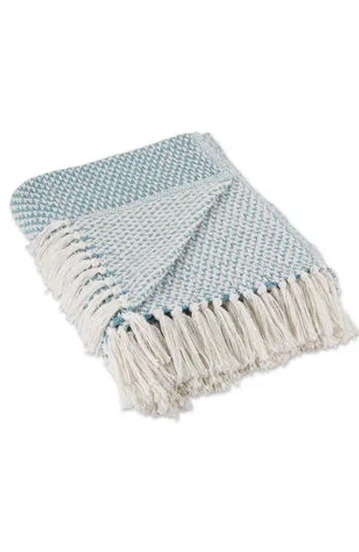 Design Imports Tassel Woven Cotton Throw Blanket In Blue