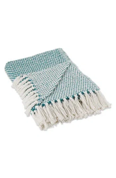 Design Imports Tassel Woven Cotton Throw Blanket In Green