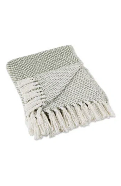 Design Imports Tassel Woven Cotton Throw Blanket In Green