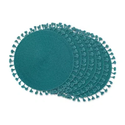 Design Imports Tassel Woven Round 6-pc. Placemats In Blue