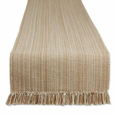 Design Imports Taupe Variegated Fringe Table Runner In Sand