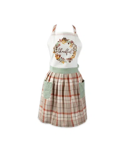 Design Imports Thankful Autumn Wreath Printed Apron In Brown