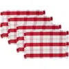 Design Imports Tinsel Plaid Fringe Set Of 4 Placemats In Red