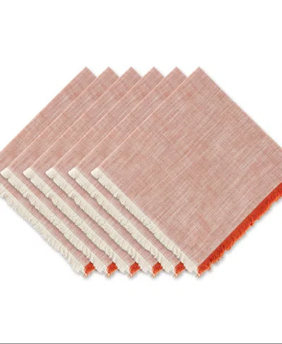Design Imports Tonal Fringe Napkin, Set Of 6 In Burnt Orange