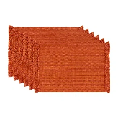Design Imports Variegated Burnt Orange Fringe 6-pc. Placemats