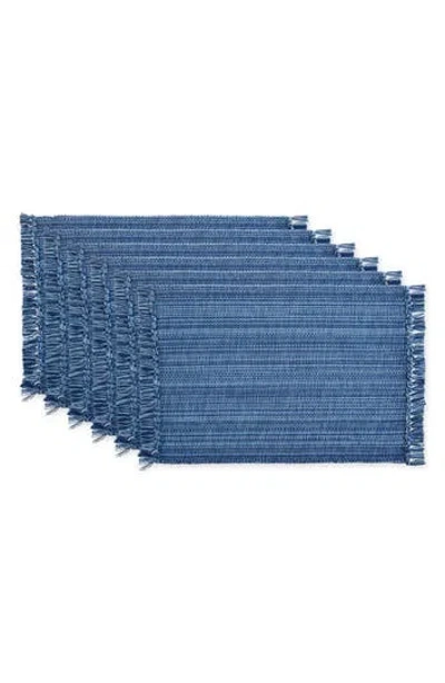 Design Imports Variegated Fringe Set Of 4 Placemats In Blue