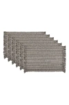 Design Imports Variegated Fringe Set Of 6 Placemats In Gray