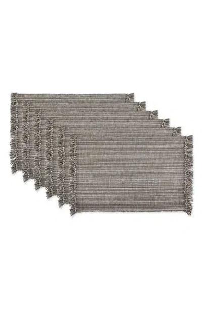 Design Imports Variegated Fringe Set Of 6 Placemats In Gray