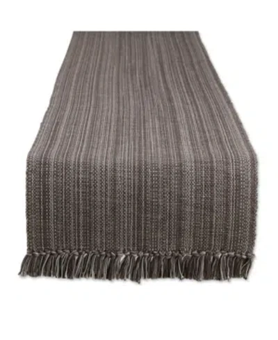 Design Imports Variegated Fringe Table Runner In Gray