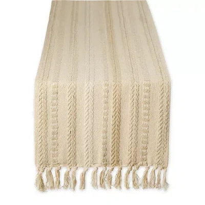 Design Imports Vintage Linen Braided Stripe Table Runner In Sand