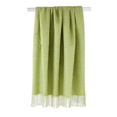 Design Imports Waffle Knit Throw Waffle Throw Blanket In Green