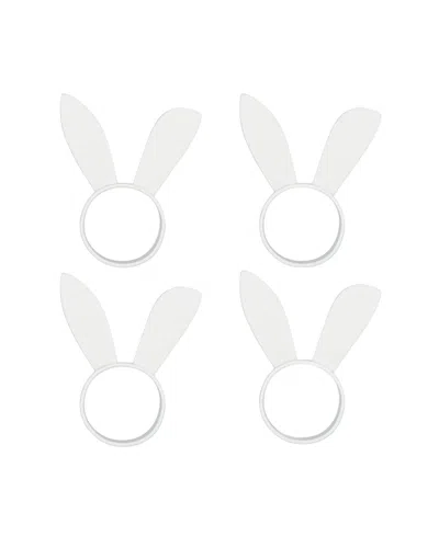 Design Imports White Bunny Ears Aluminum Napkin Ring, Set Of 4