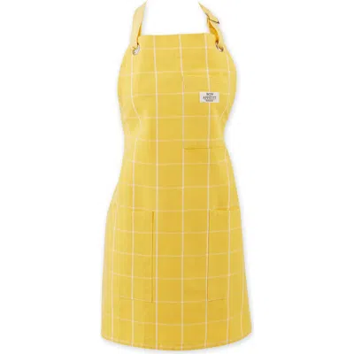 Design Imports Windowpane Print Cotton Apron In Yellow