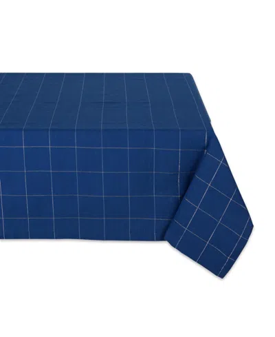 Design Imports Windowpane Tablecloth, 60"x84 " In Blue