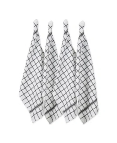 DESIGN IMPORTS WINDOWPANE TERRY DISHTOWEL, SET OF 4