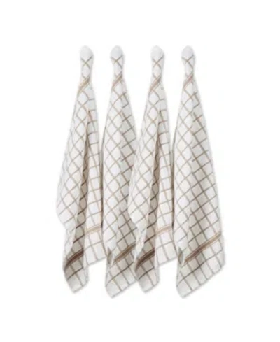Design Imports Design Import Windowpane Terry Dishtowel, Set Of 4 In Stone