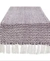Design Imports Woven Jacquard Fringe Table Runner, 15" X 72" In Eggplant