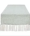Design Imports Woven Jacquard Fringe Table Runner, 15" X 72" In Jadeite