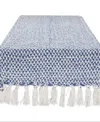 Design Imports Woven Jacquard Fringe Table Runner, 15" X 72" In Nautical Blue