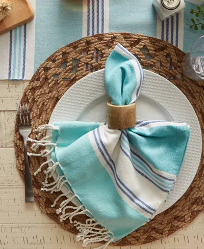 Design Imports Woven Polyester Round Placemat Set Of 6 In Blue