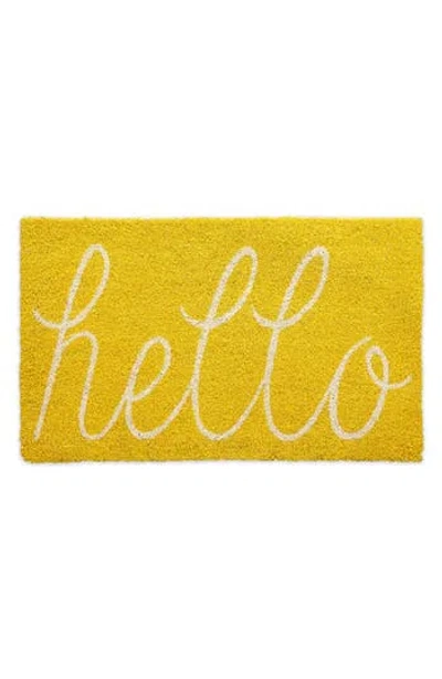 Design Imports Yellow Hello Doormat