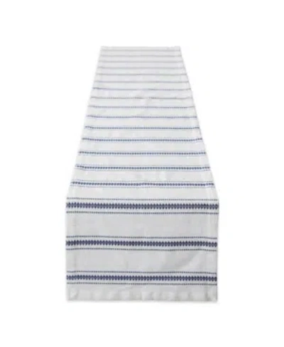 Design Imports Zig Dobby Stripe Table Runner In Blue