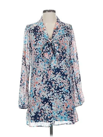 Pre-owned Design Lab Lord & Taylor 3/4 Sleeve Blouse In Blue