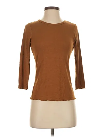 Pre-owned Design Lab Lord & Taylor 3/4 Sleeve T-shirt In Brown