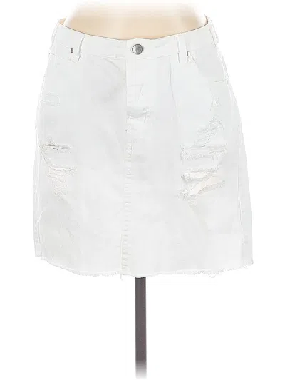 Pre-owned Design Lab Lord & Taylor Denim Skirt In White