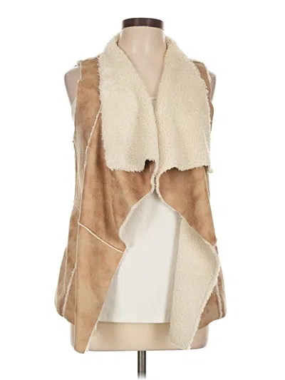 Pre-owned Design Lab Lord & Taylor Faux Fur Vest In Tan