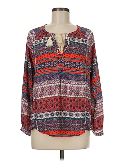 Pre-owned Design Lab Lord & Taylor Long Sleeve Blouse In Red