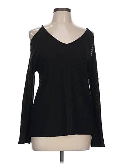 Pre-owned Design Lab Lord & Taylor Long Sleeve Top Black Cold Shoulder Neckline Tops