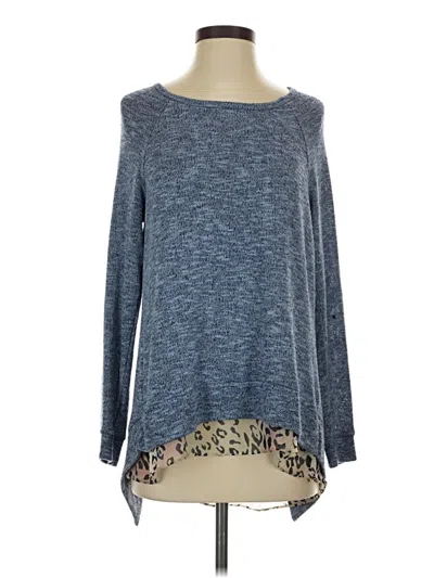 Pre-owned Design Lab Lord & Taylor Long Sleeve Top Blue Boatneck Tops