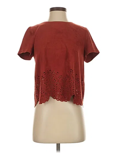 Pre-owned Design Lab Lord & Taylor Short Sleeve Top Burgundy Keyhole Neckline Tops