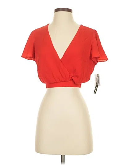 Pre-owned Design Lab Lord & Taylor Short Sleeve Top Red Plunge Neckline Tops