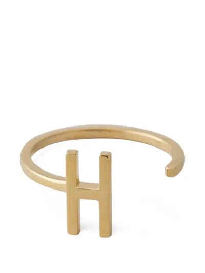 Design Letters H Initial Letter-motif Open Ring In Green