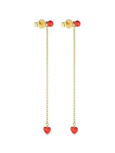 Design Letters Heart Chain Earrings In Gold